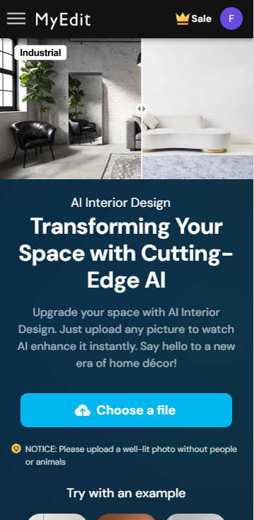 MyEdit - How to AI Interior Design with an online App - Step 1