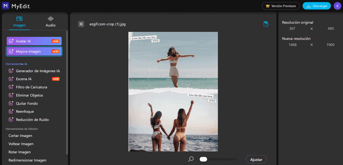 MyEdit - La mejor herramienta online para aumentar resolución