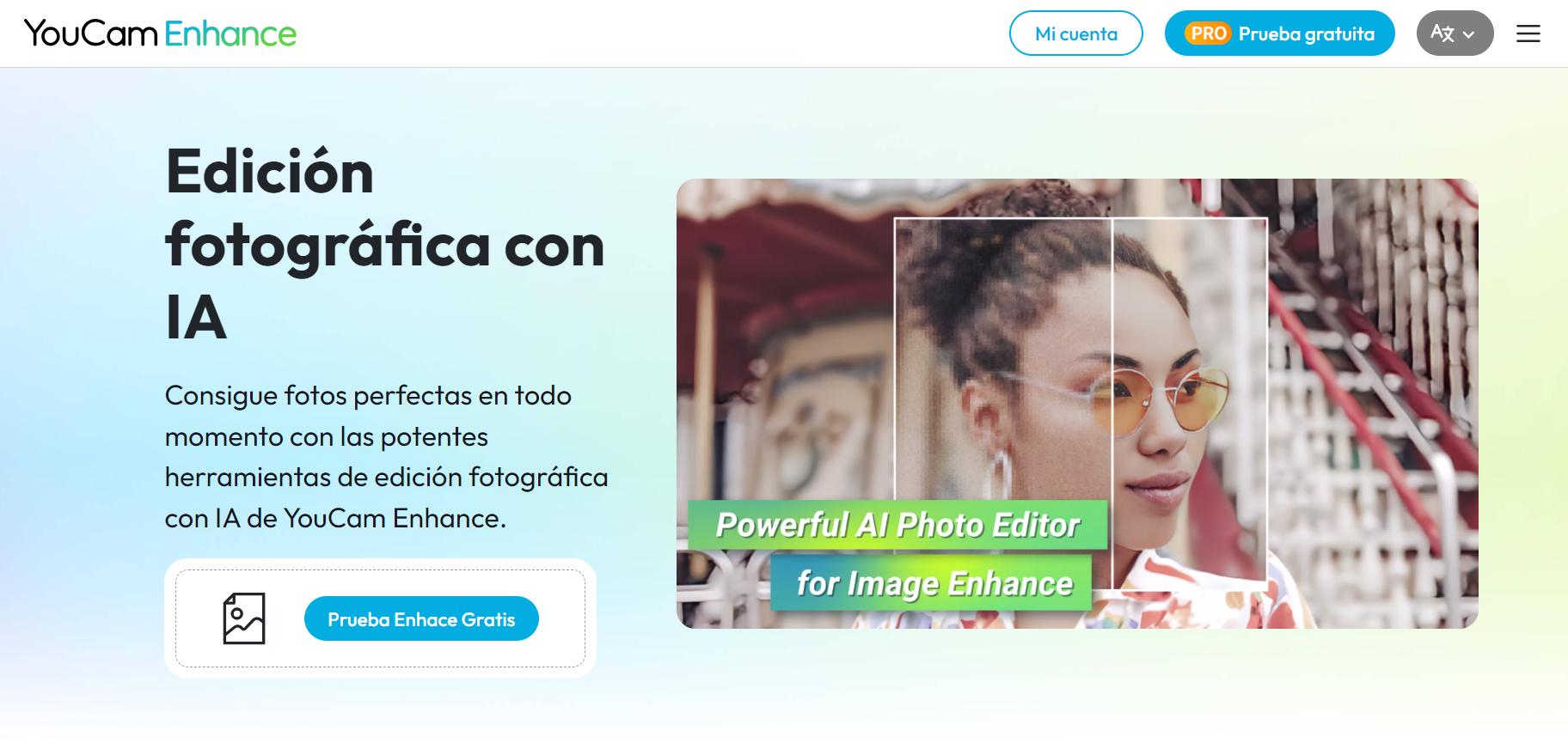 Interfaz de YouCam Enhance