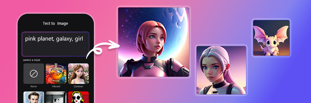 the text to image AI image generator banner