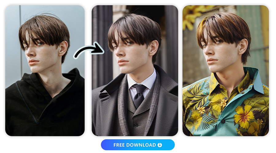 the male example of AI Outfit feature from MyEdit