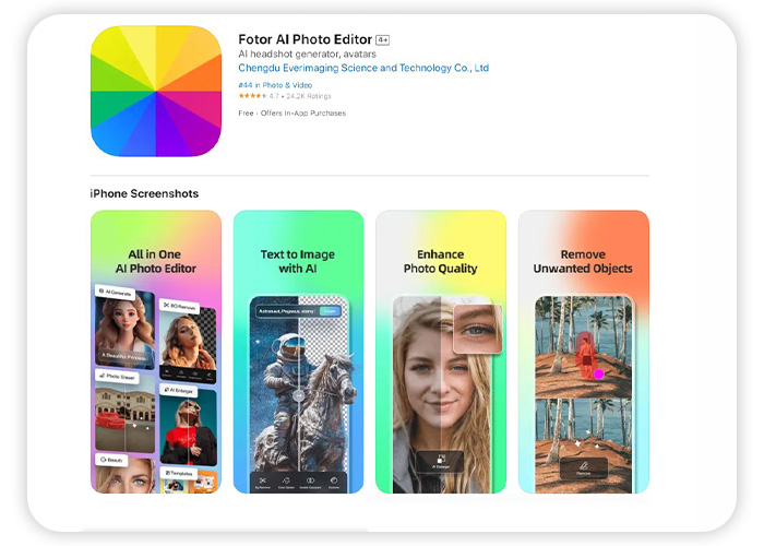the App Store listing of Fotor