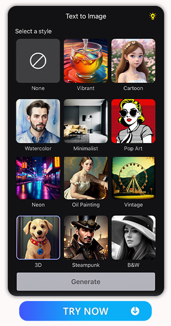 the text to image style selection UI from MyEdit