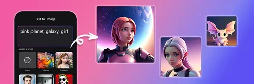 the text to image AI image generator banner