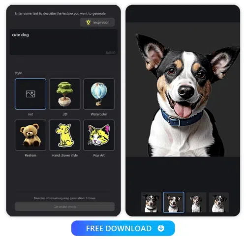 the text to image AI image generator UI from PhotoDirector