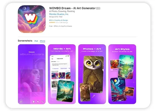 the App Store listing of WOMBO Dream