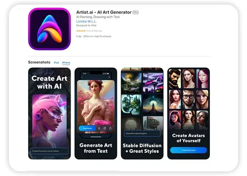 the App Store listing of Artist.ai