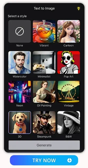 the text to image style selection UI from MyEdit