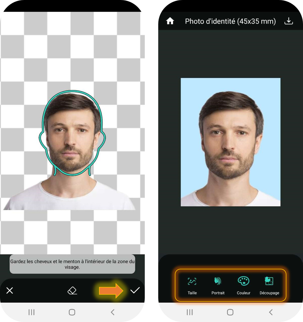PhotoDirector - Appli photo d'identité - Etape 3