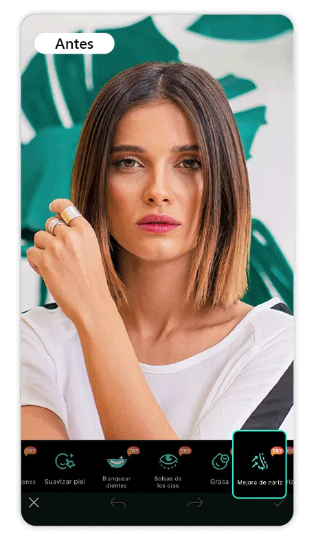 Cómo respingar la nariz usando IA con PhotoDirector