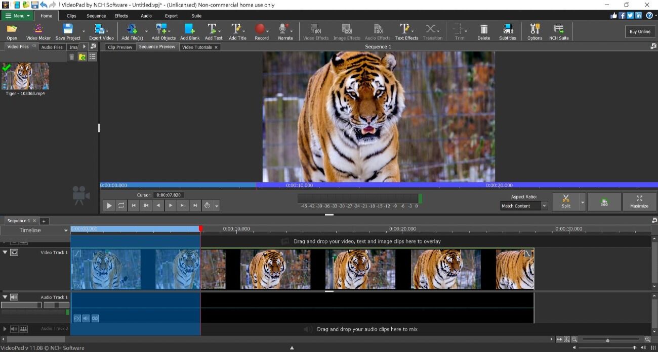 interface VideoPad - Logiciel de montage vidéo gratuit pour les débutants