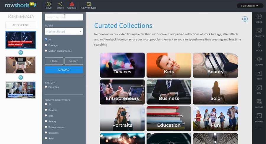 rawshorts-screenshot Interface