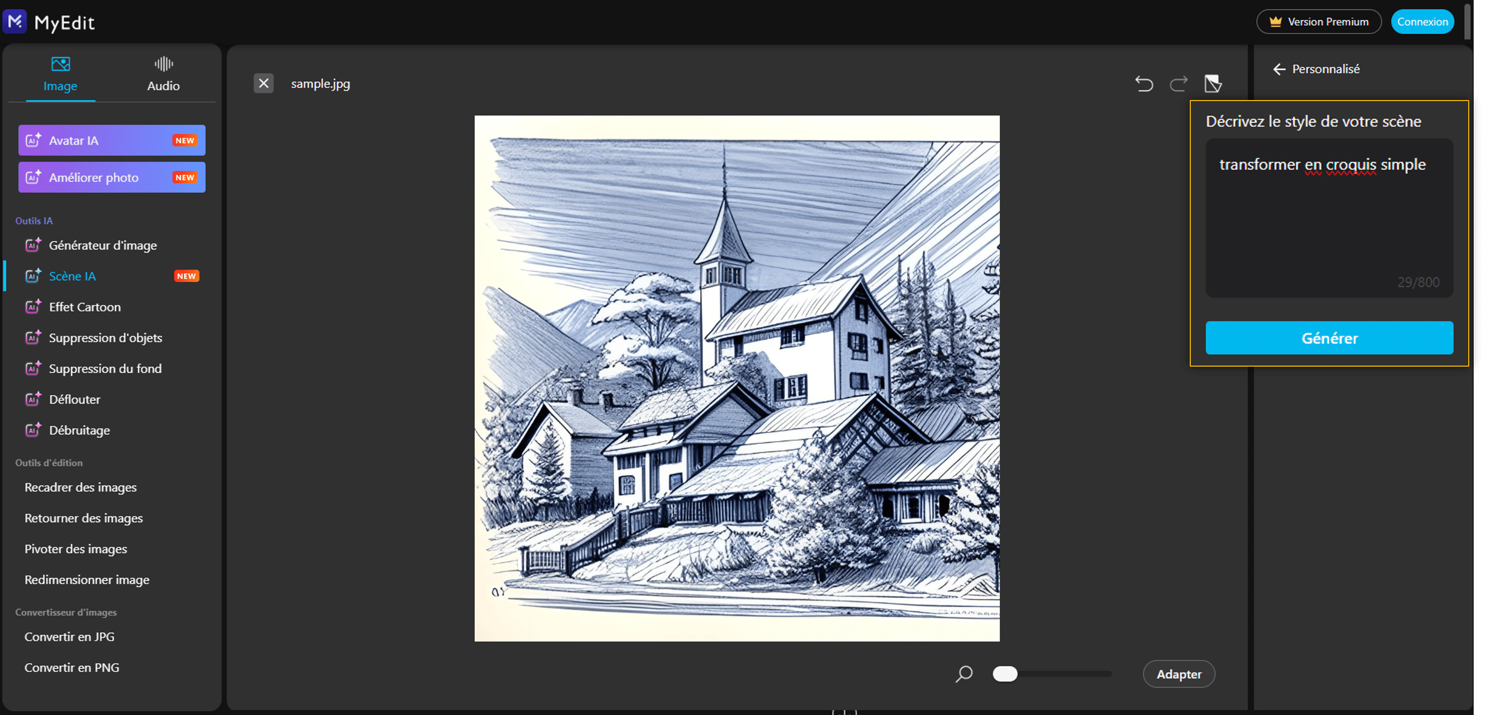 Transformer une photo en dessin en ligne avec MyEdit
