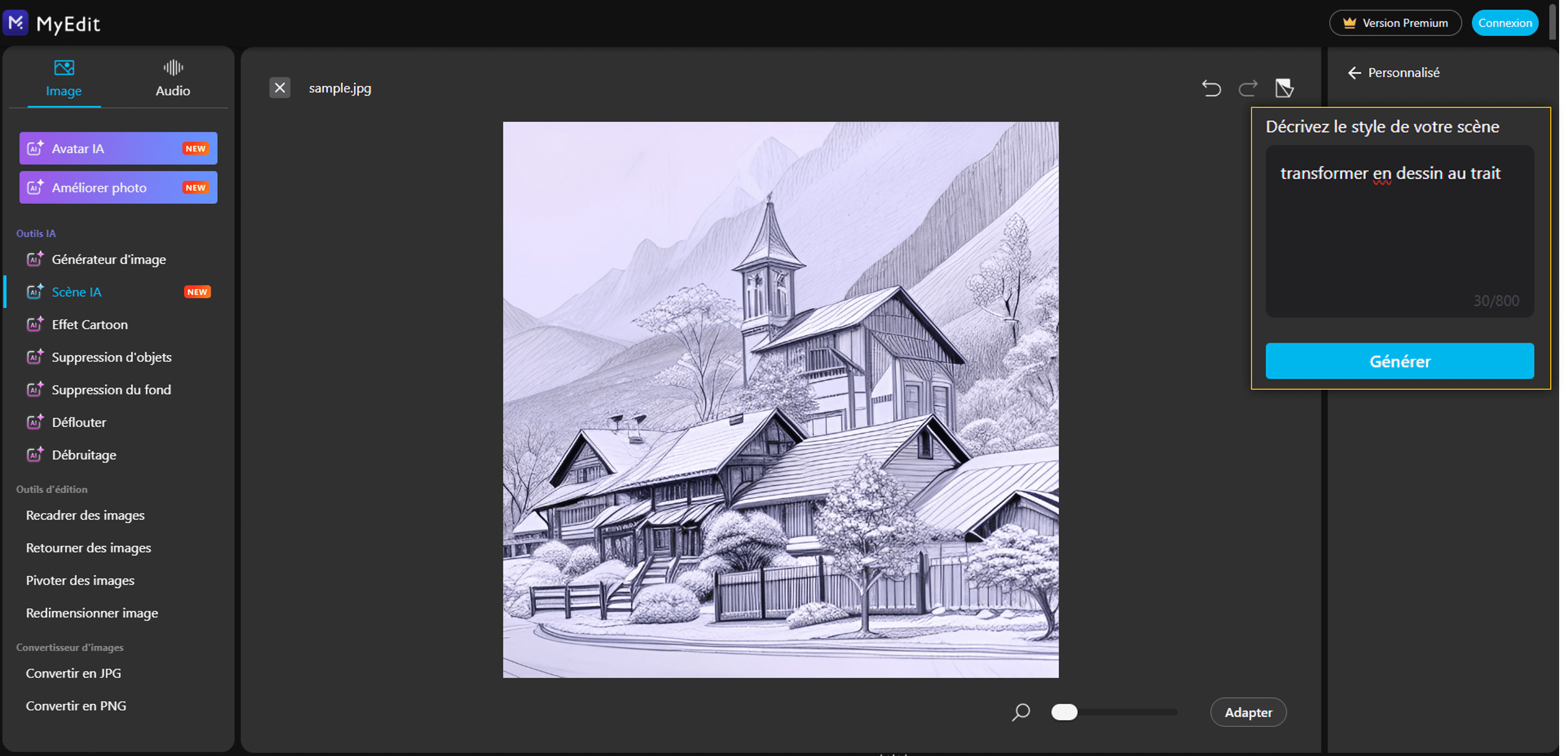 Transformer une photo en dessin en ligne avec MyEdit