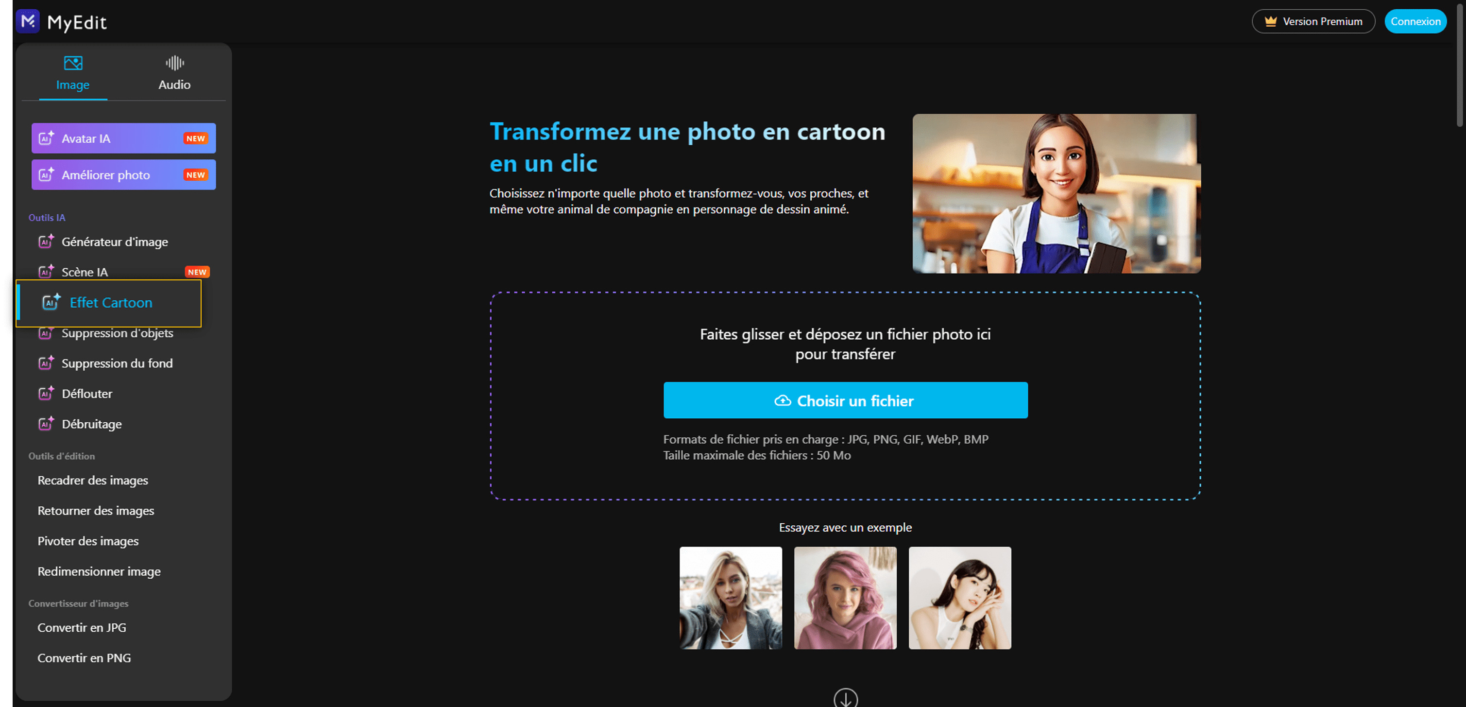 Transformer une photo en dessin en ligne avec MyEdit