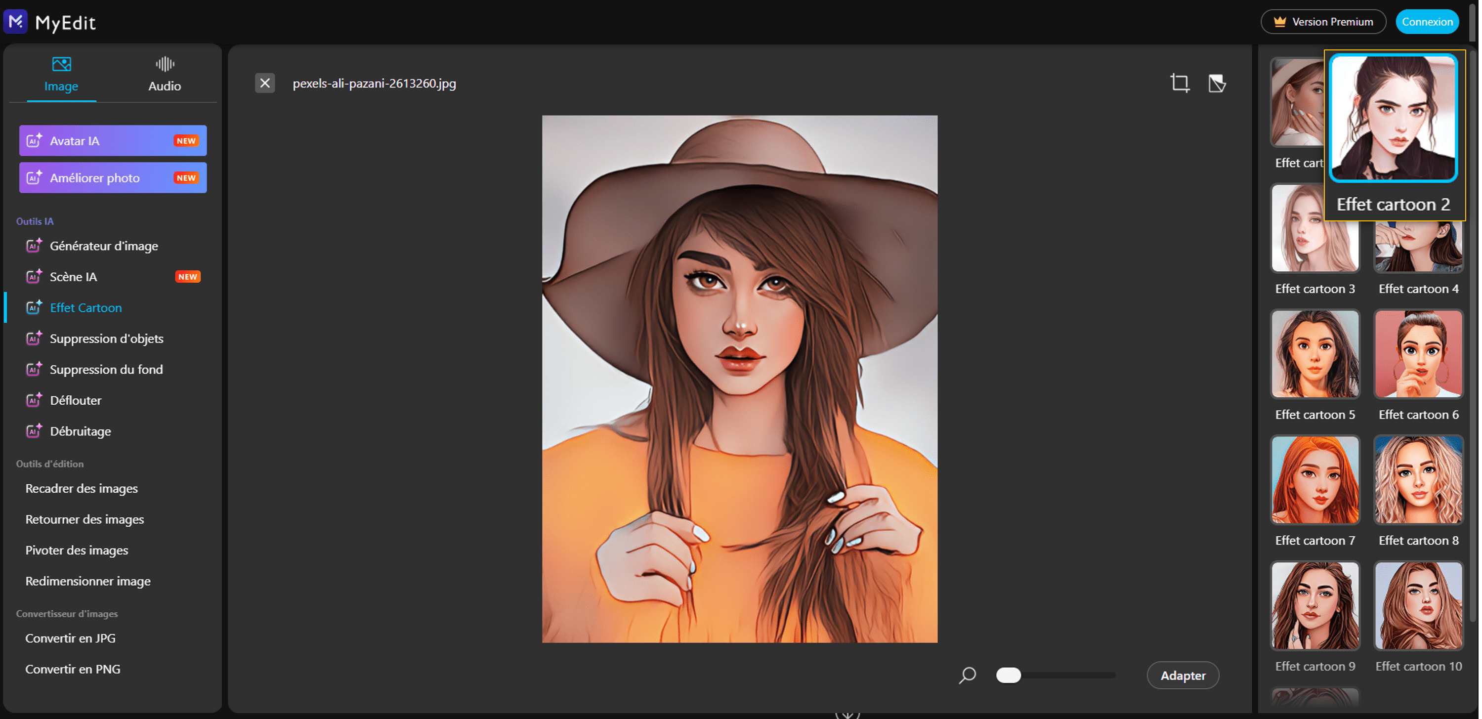 Transformer une photo en dessin en ligne avec MyEdit