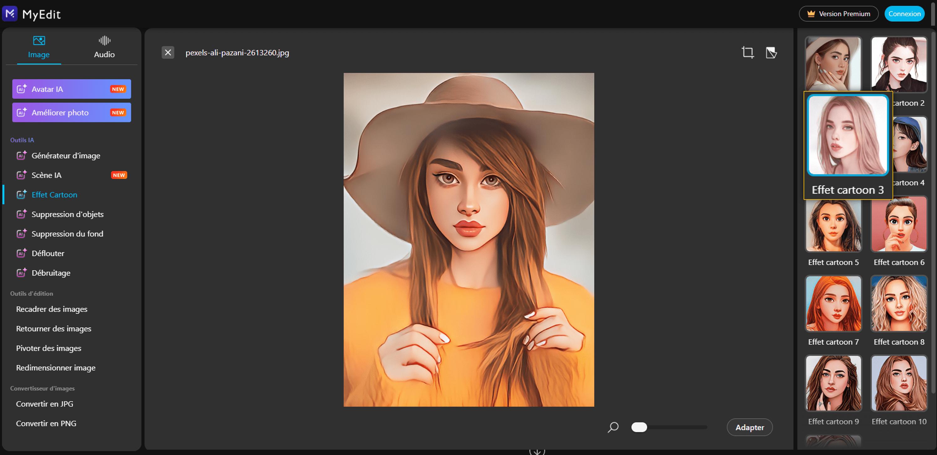 Transformer une photo en dessin en ligne avec MyEdit