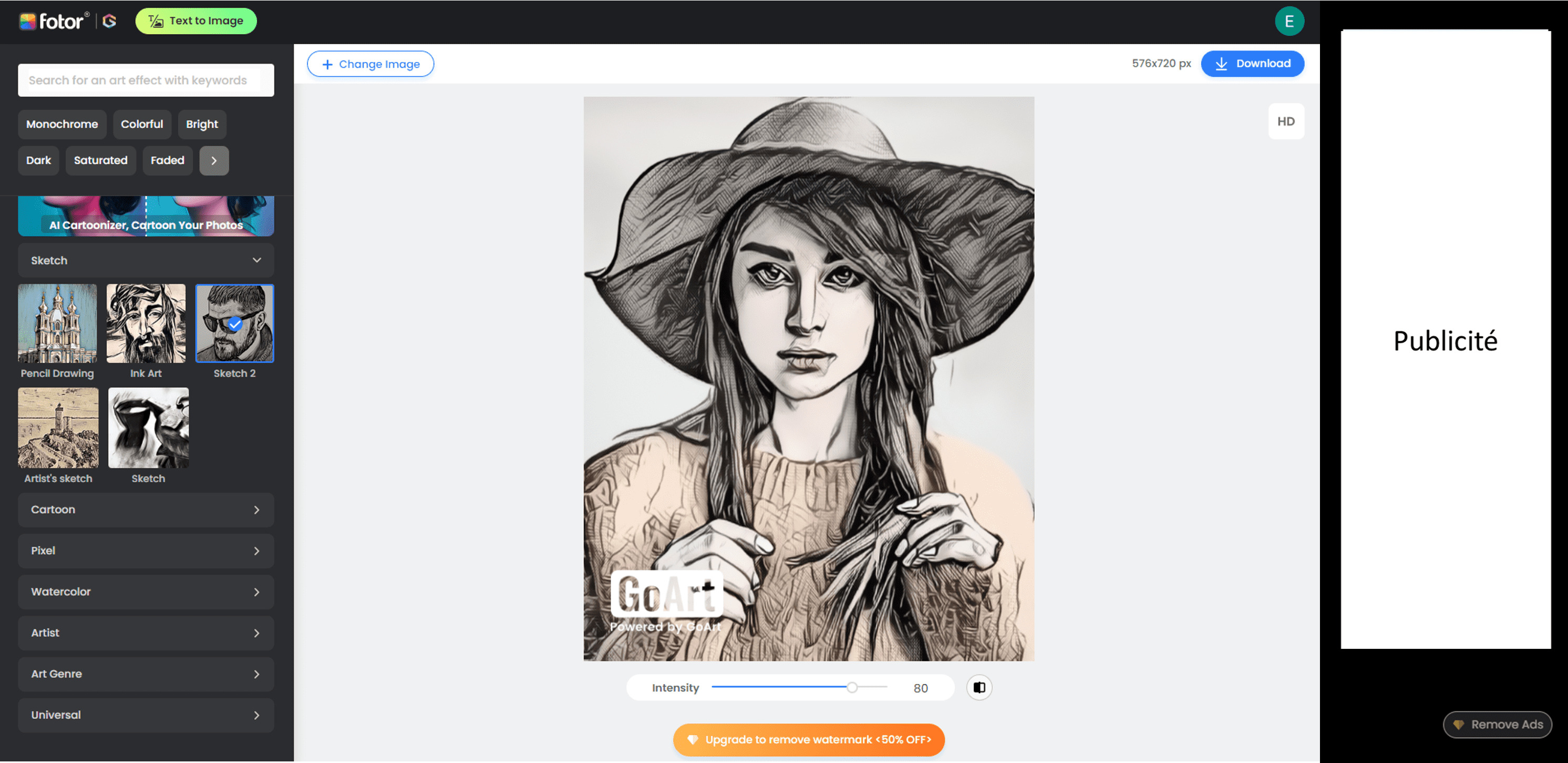Fotor - Effet Cartoon en ligne avec superbes effets manga