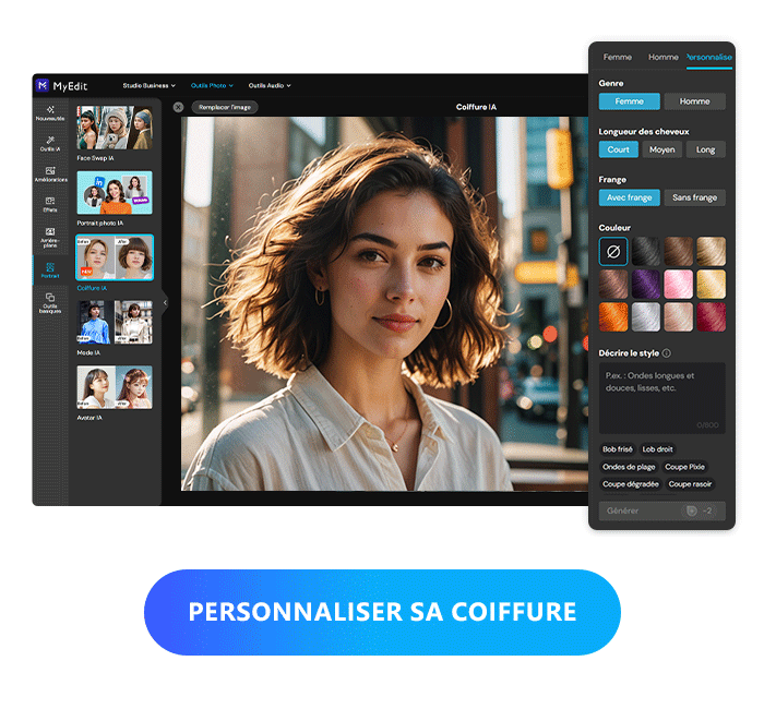 MyEdit - essayer differents styles de coiffures virtuellement en ligne