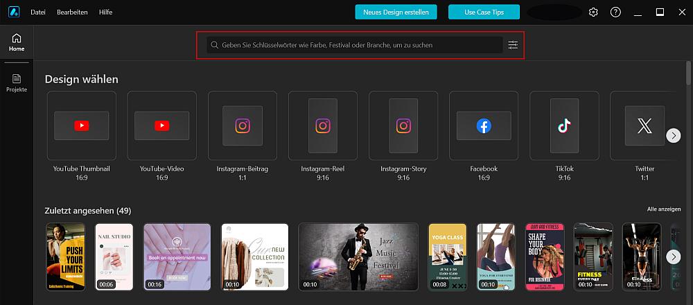 Schritt 1: Vorlagen filtern