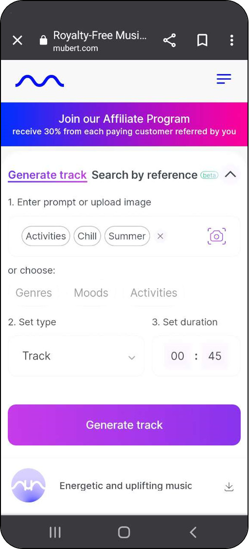 Mubert - 9ème meilleure application intelligence artificielle