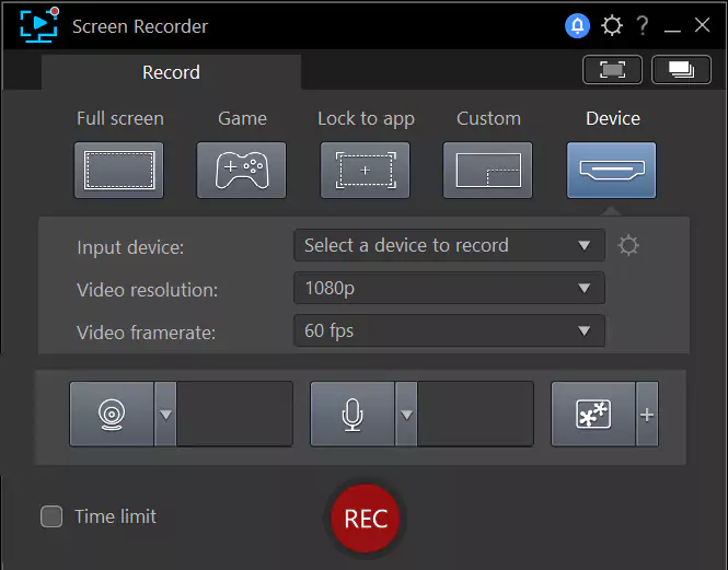 PowerDirector Screen Recorder Interface
