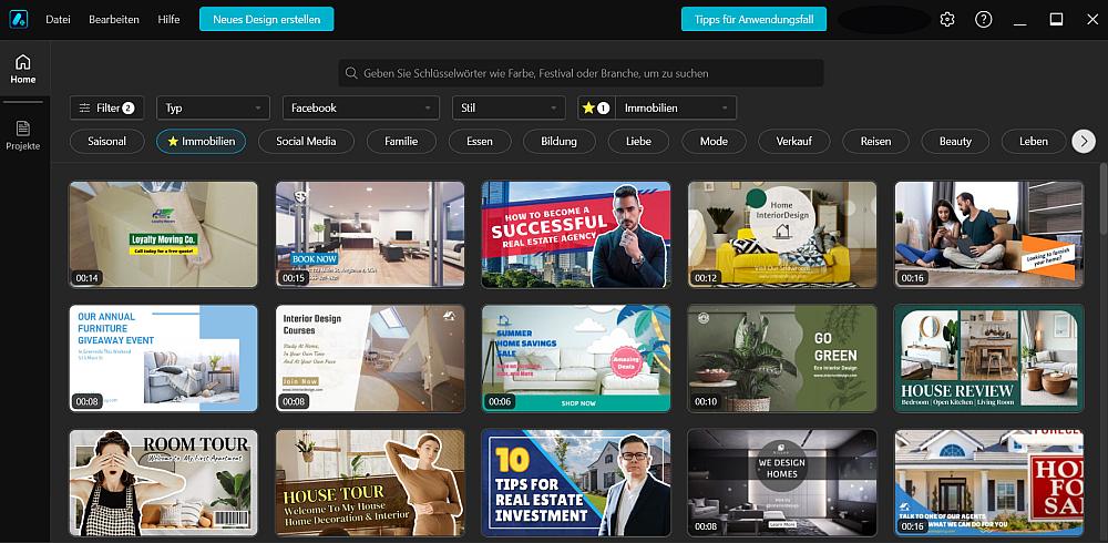 Facebook Werbung Vorlagen in Promeo 365