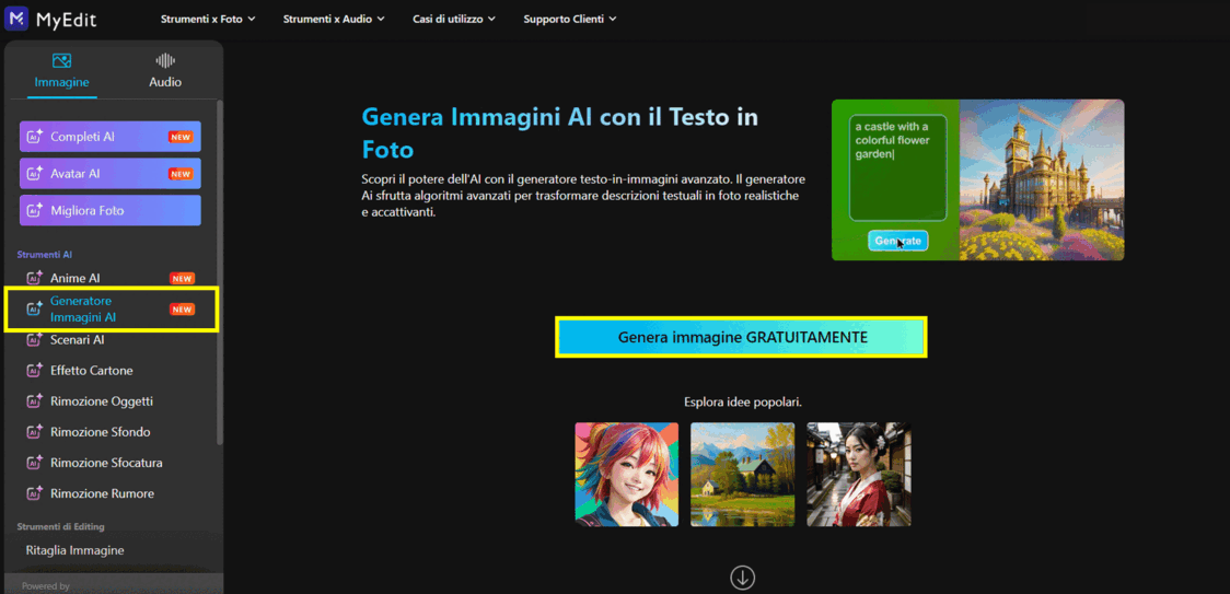 MyEdit - creare immagini AI da testi online