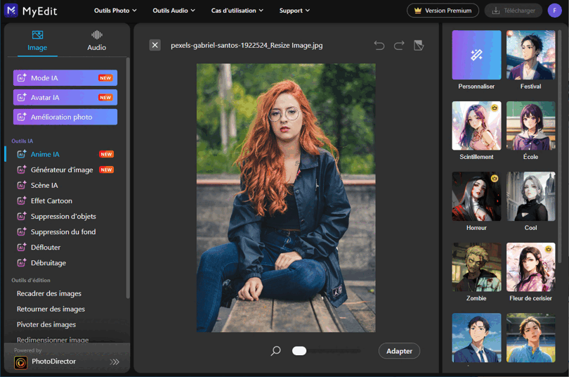 Ajouter un filtre manga avec la solution en ligne MyEdit