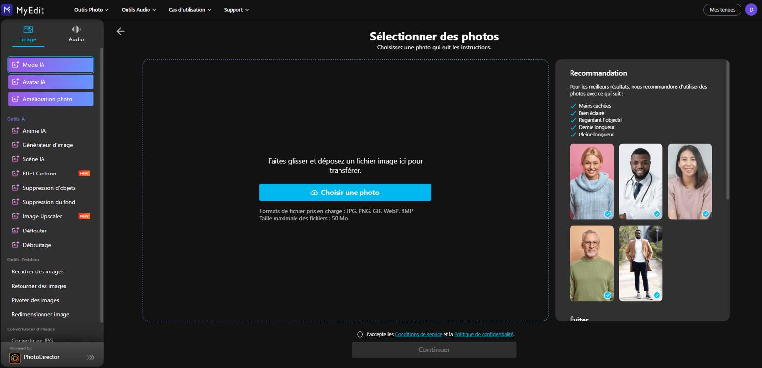 Créer une photo pour CV avec MyEdit