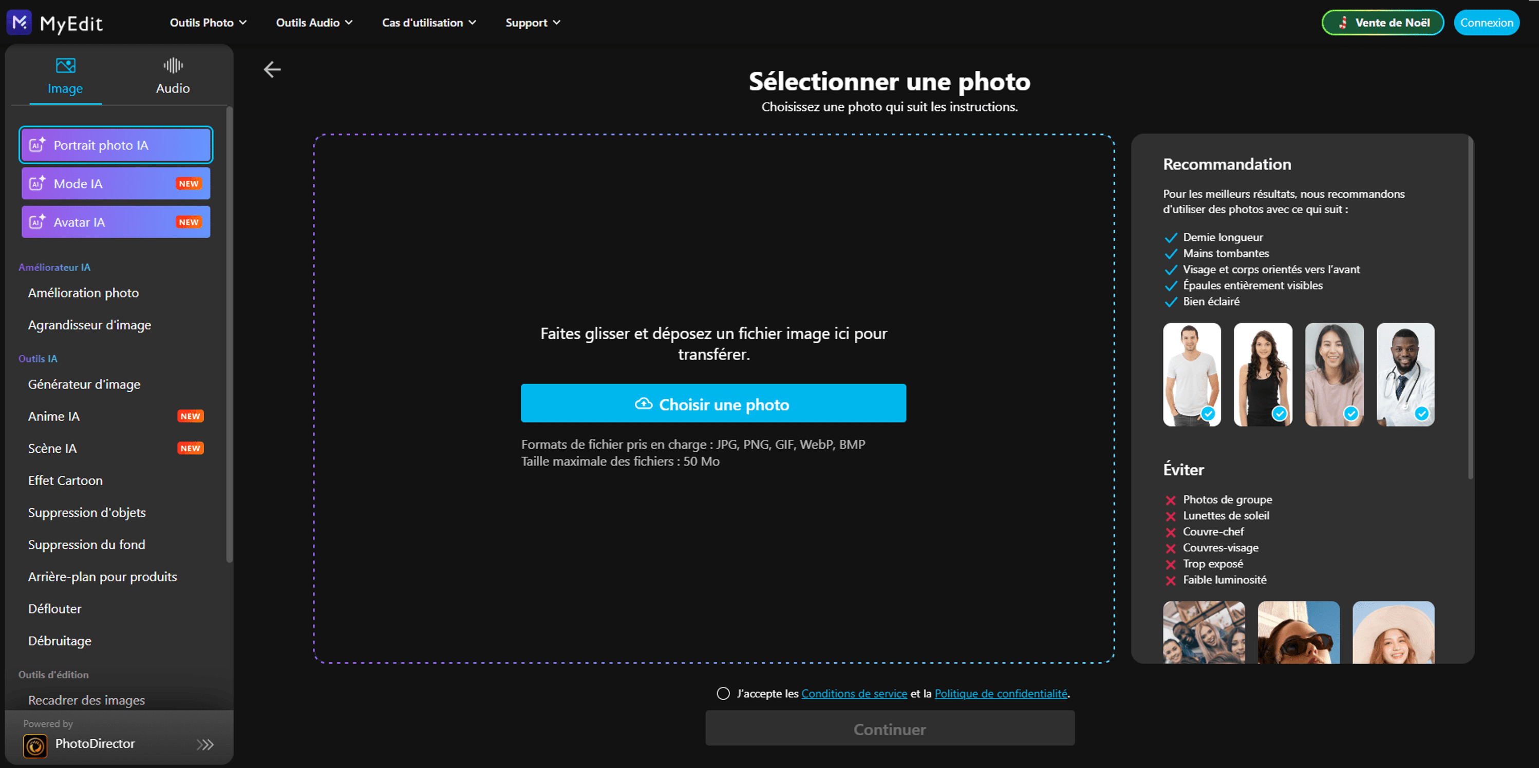 Créer une photo pour CV avec MyEdit