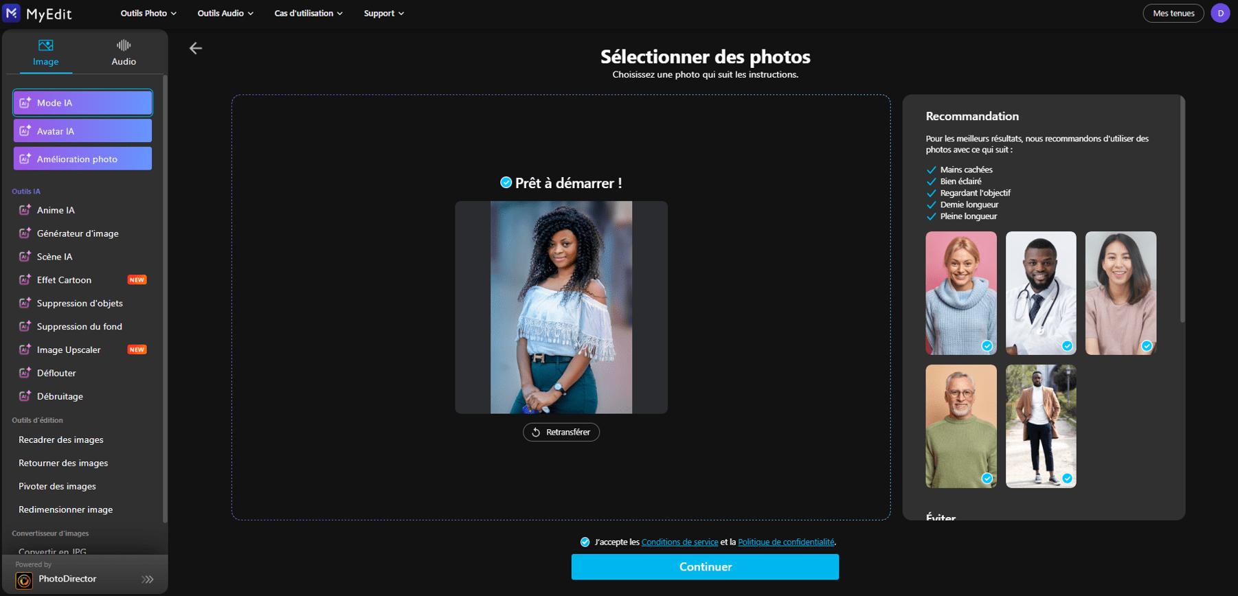 Créer une photo pour CV avec MyEdit