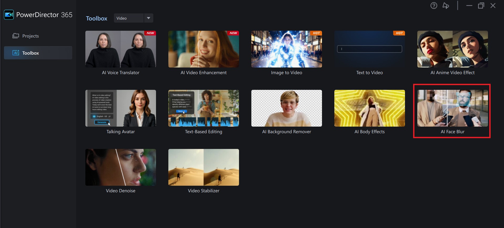 Choose “AI Face Blur” from the Launcher