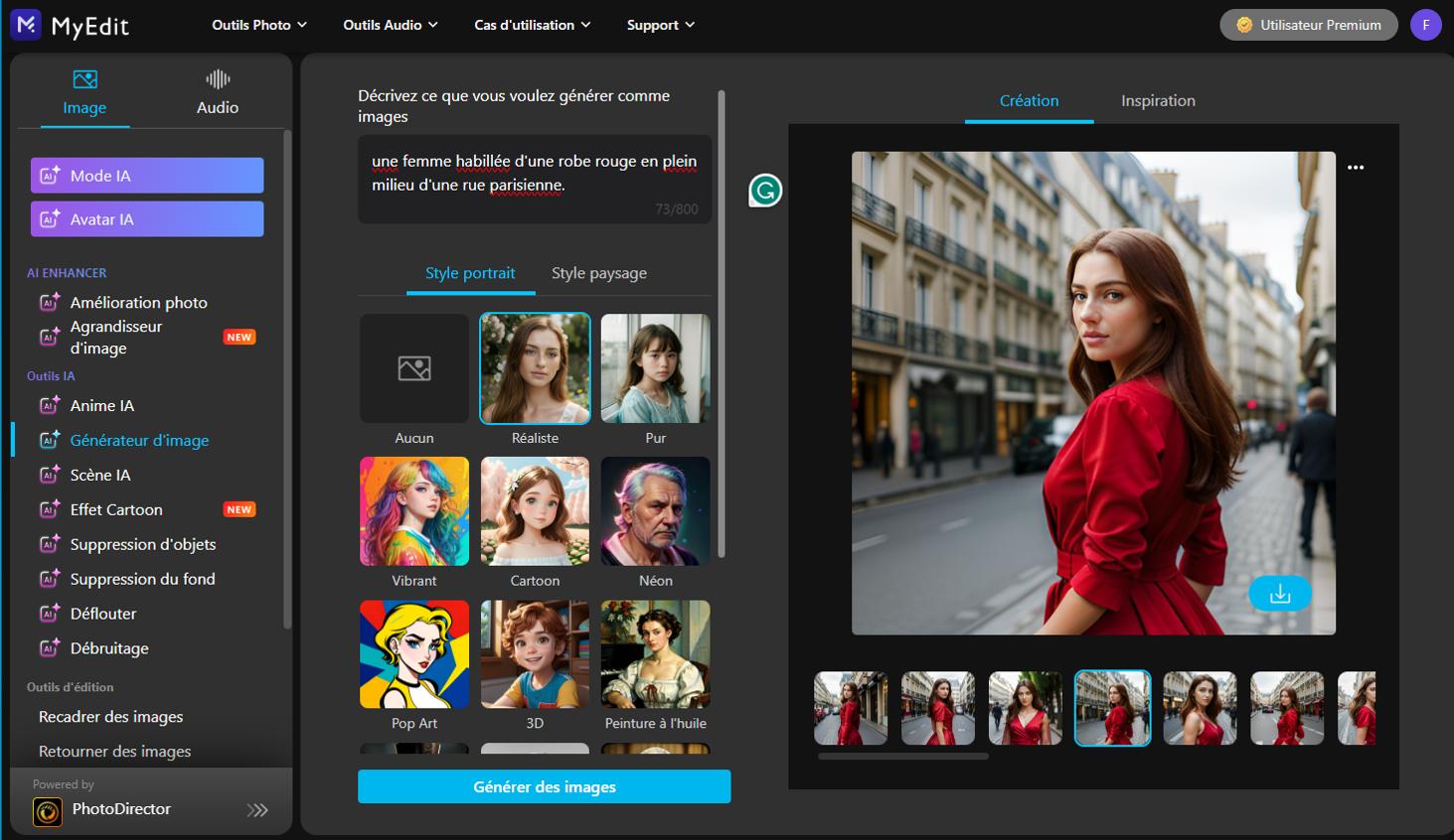 MyEdit - Meilleur site avec ia générative pour la retouche photo