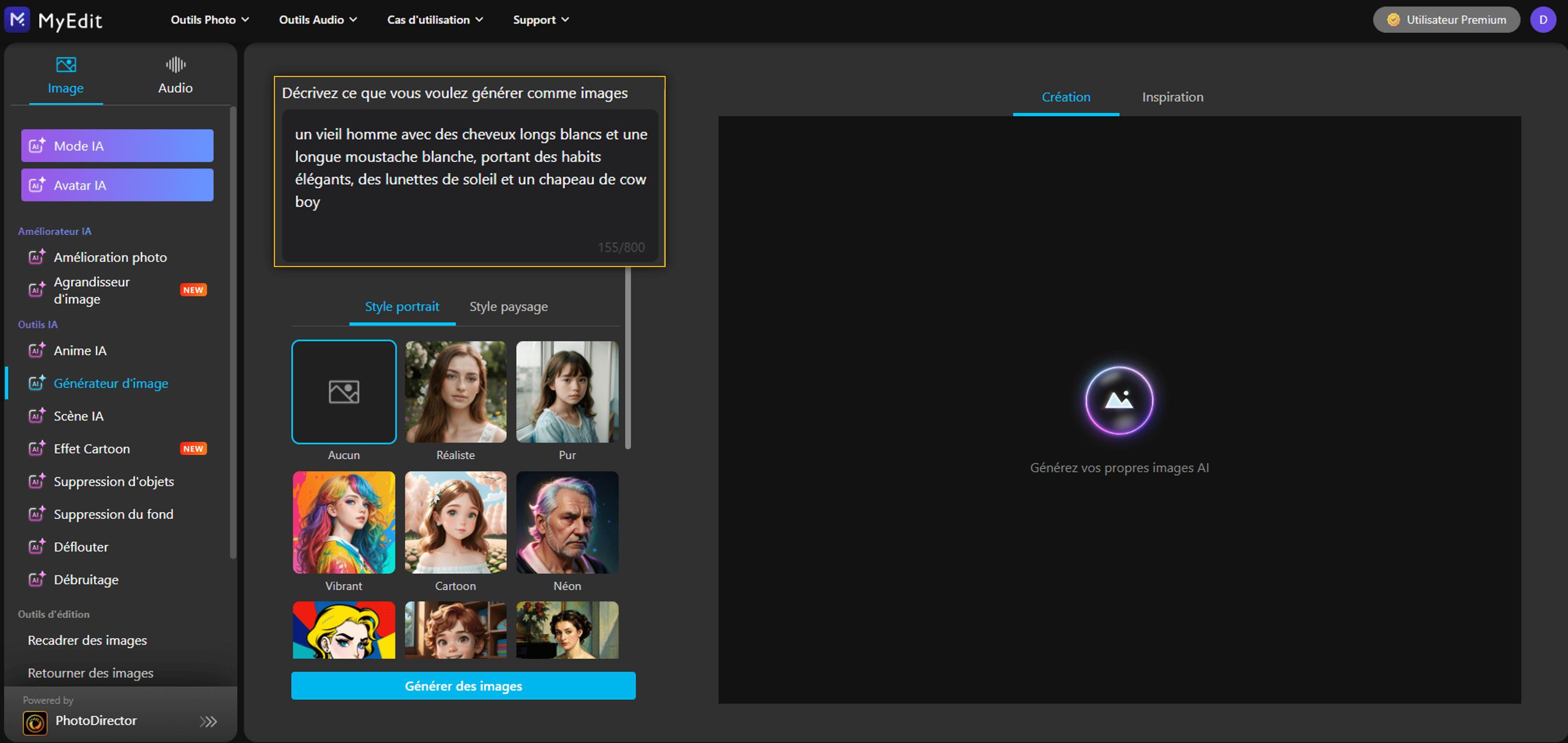 Créer un personnage ia avec generateur d'image