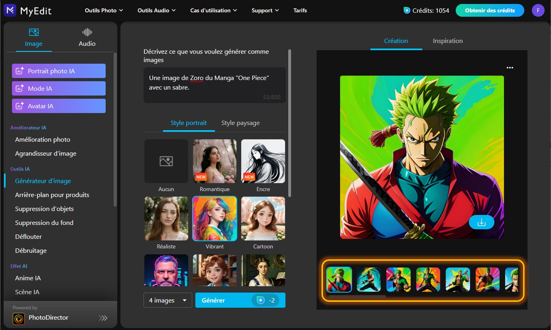 MyEdit - Générer Fanart One Piece en ligne gratuitement - Tutoriel Etape 4
