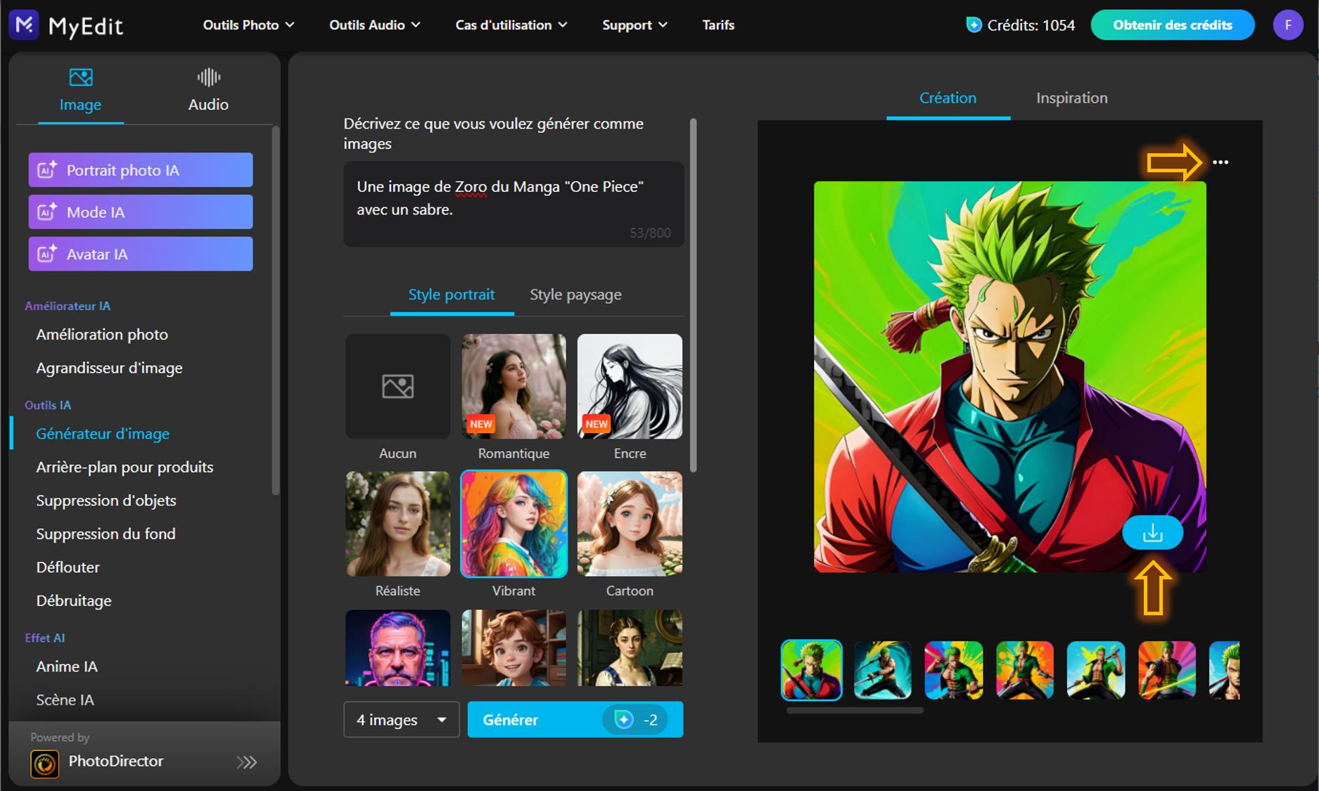 MyEdit - Générer Fanart One Piece en ligne gratuitement - Tutoriel Etape 5