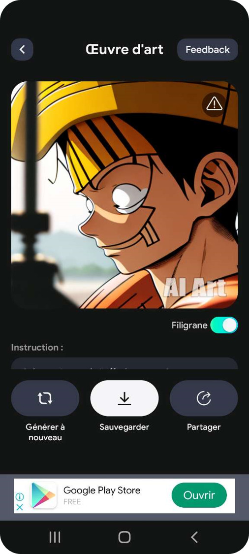 AI Art Generator - 4eme meilleur outil pour générer des Fan Art One Piece