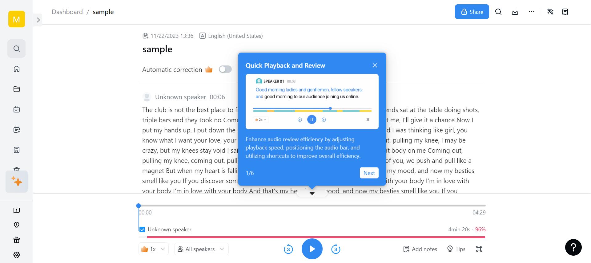 Notta - Solución online para transcribir audio a texto que utiliza tecnología de Google