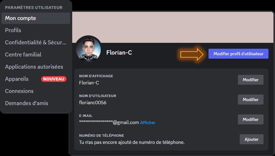 Changer sa PP sur Discord - Etape 2