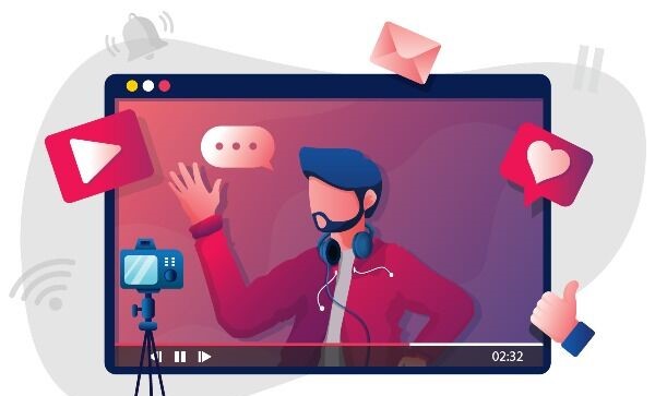 illustration of an iPad an a Vlogger on screen