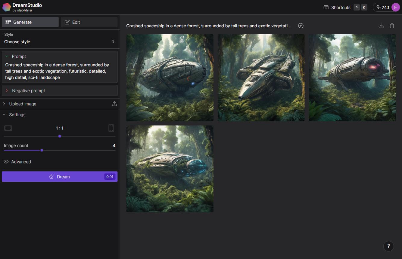 DreamStudio - 7e Meilleure alternative gratuite à Midjourney pour créer des variations d'images existantes