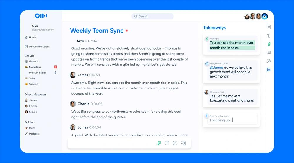 Otter.ai transkribiert Meetings
