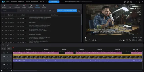 PowerDirector wandelt Audio in Text um und erstellt automatische Untertitel für Videos