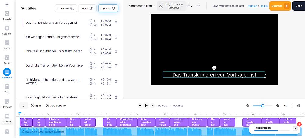 Videos automatisch unteriteln mit Veed.io