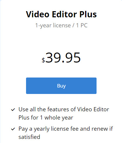Movavi Video Editor Plus Pricing