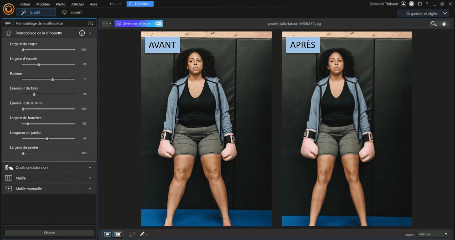 Logiciel PhotoDirector - Remodelage du corps