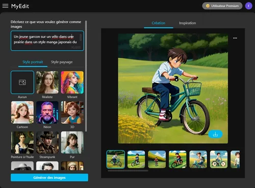 MyEdit - Meilleur site pour créer un ia manga gratuitement