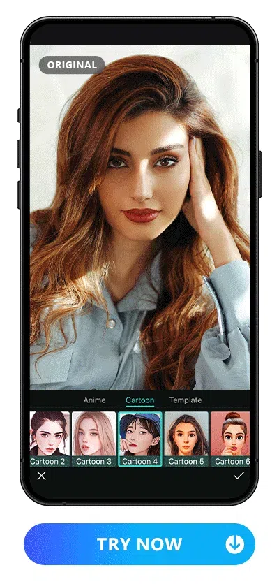 AI Portrait UI of PhotoDirector in cartoon styles