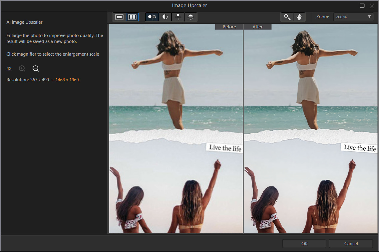 Upscale image with PhotoDirector